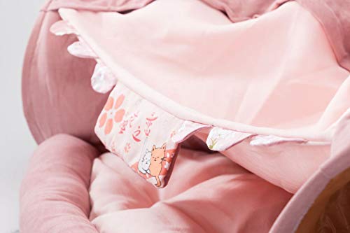 Image of 2 in 1 Cat Tunnel Bed Tube with Cushion and Plush Ball Toy Playground Crinkle Collapsible for Large Cats Kittens Kitty Puppy Small Dog Foldable Soft Pet Play Bed Indoor Outdoor- Pink Cat Tunnel Bed
