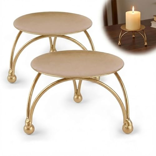 Image of Enorme Gold Metal Candle Holder | Elegant Decorative Pillar Candle Stand for Home, Office & Table Decor | Durable, Rust-Free & Modern Design Candle Holder - (Pack of - 2)