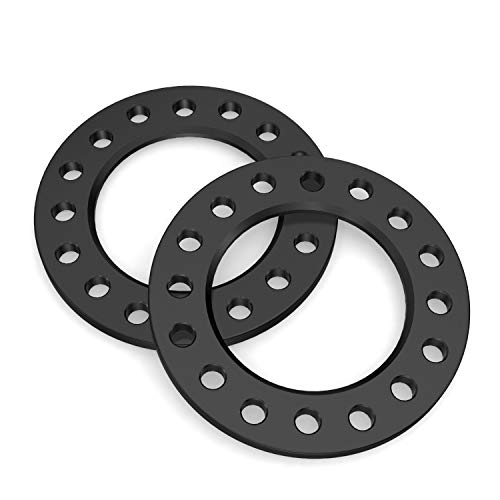 Rocktrix 2Pcs 1/2 Inch 8X170 And 8X6.5 Flat Wheel Spacers - Compatible With Chevy Ford Gmc Hummer Dodge (See Description For Year Model) - 8X165.1 And 8X170 Black Aluminum #TOP2