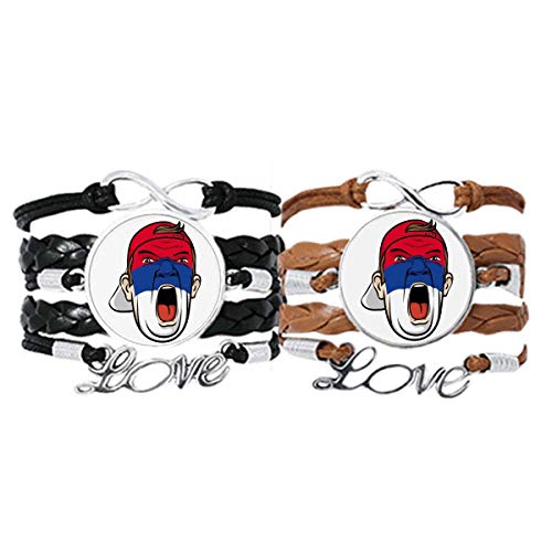Bandera de Serbia pulsera de cuero con gorro y máscara facial para parejas