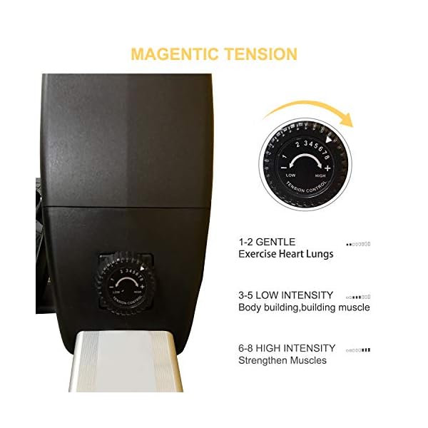 FISUP Rowing Machine 265LB Weight Capacity for Home Use with LCD Monitor and Comfortable Seat Cushion,50 Inch Slide Rail Indoor Rowing Machine for Cardio Training