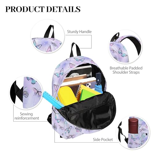 Image of Butterfly Printed Backpack Set for Girls Kids, 3Pcs Bookbag with Pencil Case for school, 17 Inch Lightweight Laptop Backpack with Lunch Bag for Women Teens Office, High School