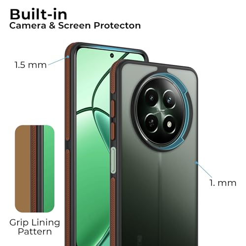 Image of A rtistque Frosted Matte Back Cover Case for Realme Narzo 70x 5G / N65 / Realme 13 /12 / 12X 5G / C65 5G | Smooth Sides with Grip | TPU Protective Design | Raised Camera Edges | - Brown