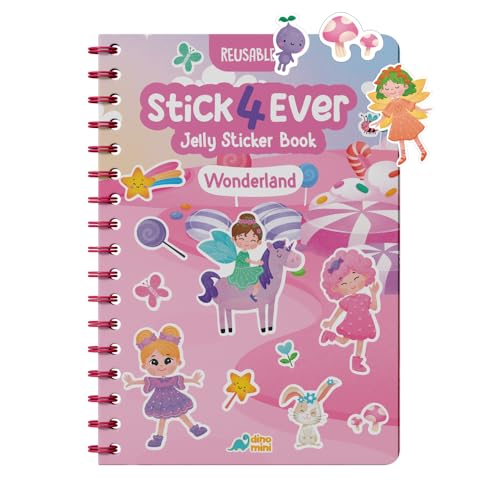 Stick4Ever Jelly Sticker Book - for Kids - Waterproof Easy to Clean Reusable Sticker Book for Toddlers- Reusable Road Trip Activities for Kids - Stocking Stuffers for Toddlers (Wonderland)