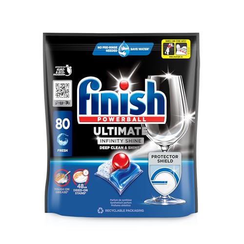 Finish Ultimate Infinity Shine Spülmaschinentabs – Geschirrspültabs für Tiefenreinigung, Fettlösekraft und Glanz mit Schutzschild – 80 Finish Caps 2