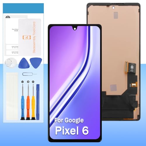 Screen Replacement for Google Pixel 6 GB7N6 G9S9B16 6.4 LCD Display Touch Digitizer Glass Assembly - Black with Frame - Tools(Not for Pixel 6A/6 Pro)