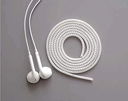 Image of Spiral Cable Protector, Data Cable Protective Sleeve, Headphone Saver, Charger Protective Cover, Wire Repair /Strain Relief Cable Wrap Tube for USB Data Cable Headphone Cable (2White)