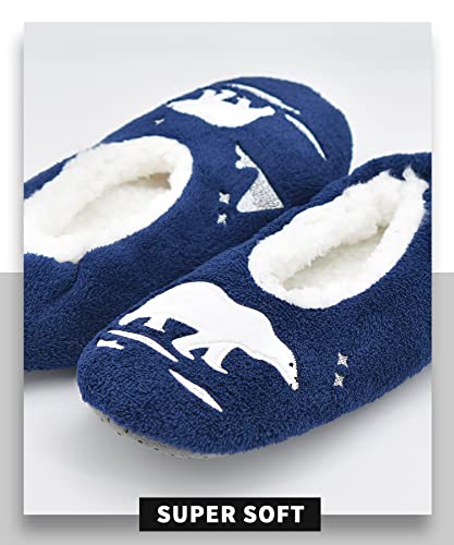 Image of DICUIRD Womens Cozy&Warm Soft Sole Slipper Socks with Grippers-Girls Teddy Fleece Indoor Slipper with Non-skid Bottoms
