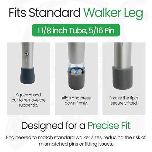 5" Walker Wheels Replacement Kit, Universal Replacement Wheel Kit for Walkers with Pair of Walker Ski Glides, 5 Inch Wheels by Healthline Trading - Thumbnail 4