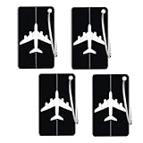 GNALIA Luggage Tag 4 Unidades Aluminio Negro Dimensiones 7.5Cm X 4.5Cm Con Candado Cable Para Equipaje Viaje
