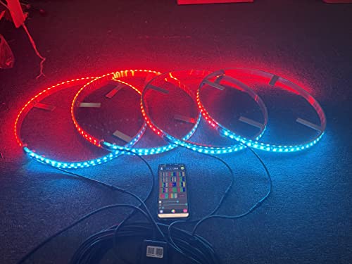 4Pcs 17.5'' Dream Color Chaser Rgb Changing Led Wheel Lights W/Turn Signal,Lock,Braking Functionand Can Controlled By Remote And App Simultaneously #TOP24