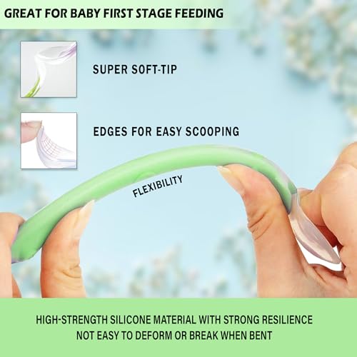 Image of GLUN Baby Feeding Spoons Pack of 4, BPA Free, Feeding for Baby, Toddlers, & Children, Silicone Spoon