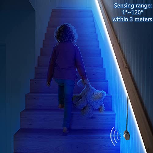 Auplf Motion Activated Under Bed Lights, 9.84Ft 5050 Rgb Color Changing Led Strip Lights With Sensor, App Control And Music Sync, Dimmable Night Light With Automatic Shut Off Timer For Bedroom #TOP2