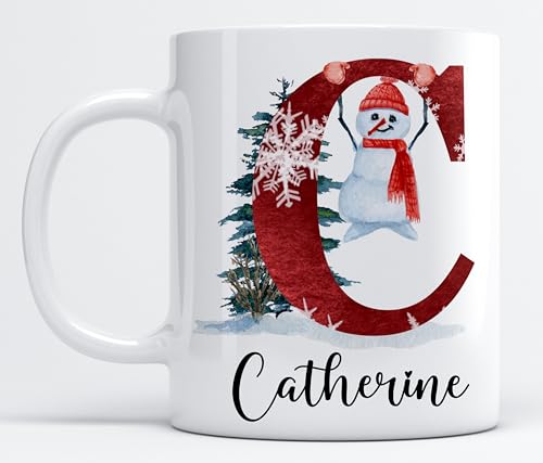 EKAM Personalised Mug Christmas Initial Name, Santa Coffee Tea Mug, Customised Christmas Mug for Family, Friends, Mum, Dad, Kids and Girls, Tea Coffee Mug (11oz)