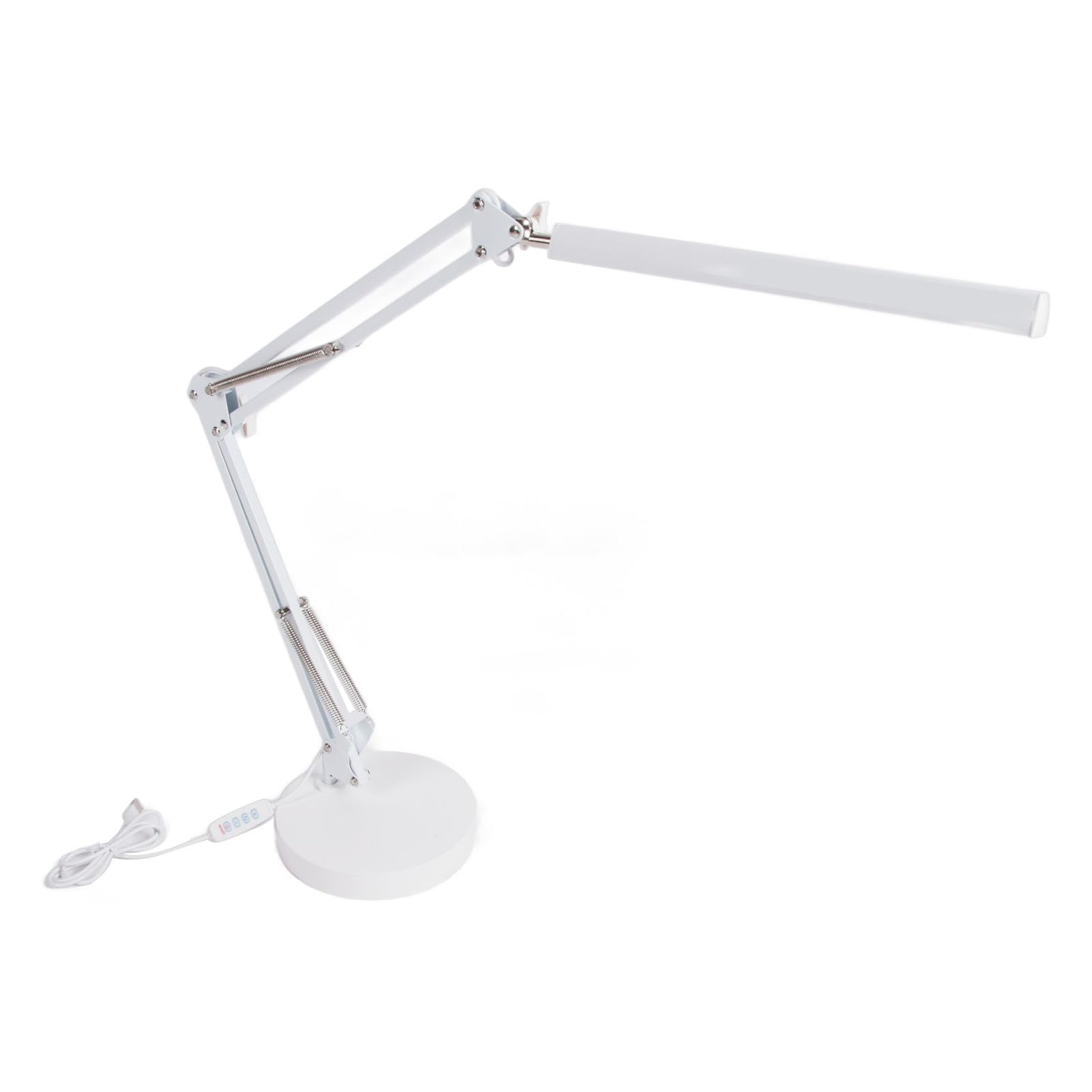 Fyearfly Schreibtischlampe mit Schwenkarm, USB-klappbare, augenschonende LED-Tischlampe mit mehreren Gelenken und rundem Sockel (Weiß)
