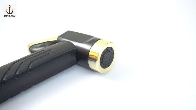 PESCA NOVA Matte Black-Gold Finish ABS Health Faucet for Bathroom/Jet Spray for Toilet Shower Faucet, 1 pc Gun Only, Matte Black-Gold Brushed Finish