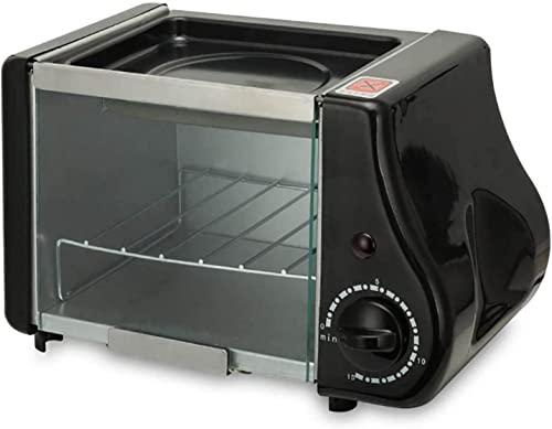 horno de sobremesa, Temporizador inteligente 2 en 1 con interruptor de temperatura, ideal for estudiantes, color rosa(Black)