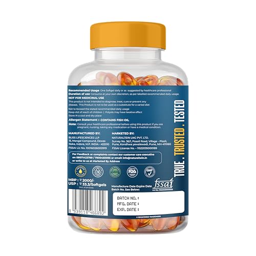 Image of Naturaltein Omega-3 Fish Oil 1250mg Triple Strength (60 Softgels) + Naturaltein Magnesium Glycinate 1200mg 60 Tablets | Heart Health, Brain Function, Muscle Relaxation & Sleep Support Combo
