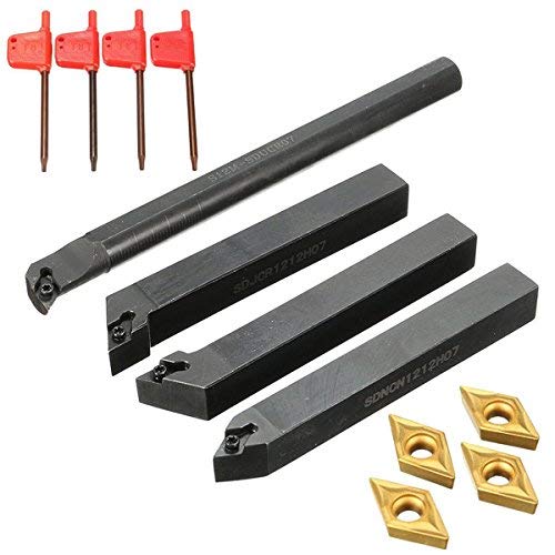 Lot de 4 porte-outils de tour S12M-SDUCR07 SDJCR1212H07 SDJCL1212H07 SDNCN1212H07 avec inserts DCMT0702
