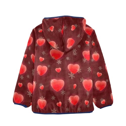 CHIFIGNO Red Hearts Kids Fleece Zip up Jacket Lightweight Warm Fleece Jacket 3T2