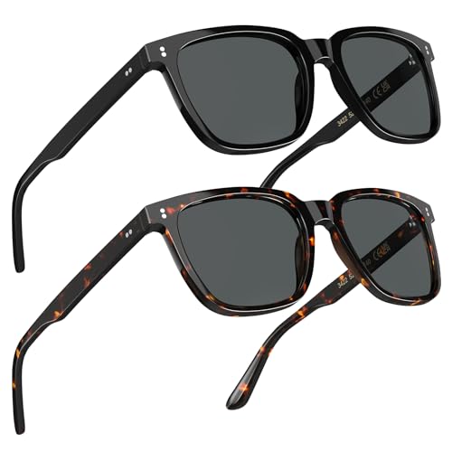 STGATN 2 Packs Retro Polarized Men's Sunglasses UV Protection for Driving Fishing Hiking Golf Outdoor Classic Sun Glasses