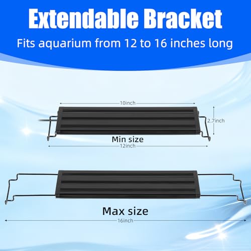 Image of AQUANEAT LED Aquarium Light with Timer for 12-16 Inch Fish Tank, Brightness Adjustable, Full Spectrum, Low Medium Light Plant Lamp