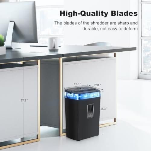 Image of Bonsaii 12-Sheet Cross Cut Paper Shredder, 5.5 Gal Home Office Heavy Duty Shredder for Paper, Credit Card, Mails, Staples, with Transparent Window, High Security Level P-4 (C275-A)