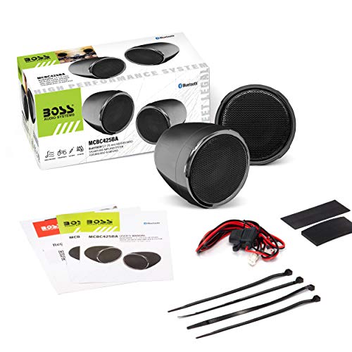 Image of BOSS Audio Systems MCBC425BA Motorcycle ATV UTV Speaker - Bluetooth, Weatherproof 3 Inch Speakers, Built-in Amplifier