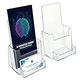 Azar Displays, 252922, Counter Brochure Holder for Trifold Flyers, Business Card or Gift Card Attachment, Advertisment Retail Display Stand, Countertop Literature Organizer, Acrylic, Clear, 10-Pack