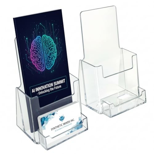 Porte-brochures à 3 volets et support cartes de visite pour comptoir d'accueil