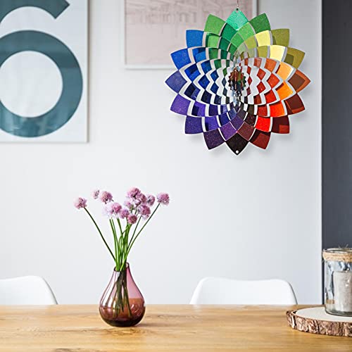 Cheng-store Sinos de vento giratórios em aço inoxidável 3D estéreo da Wind Spinner, decoração de cas