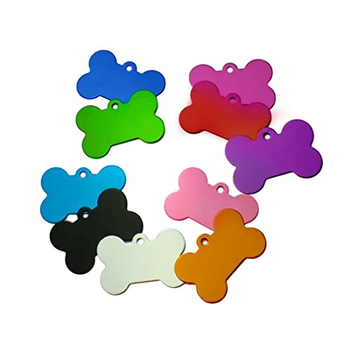 10 Piezas Chapa Hueso para Mascotas Medianas-Grandes 38 x 25 mm Hueso Chapa Perro Etiquetas de Perro Personalizada Grabado para Mascotas Acero Inoxidable