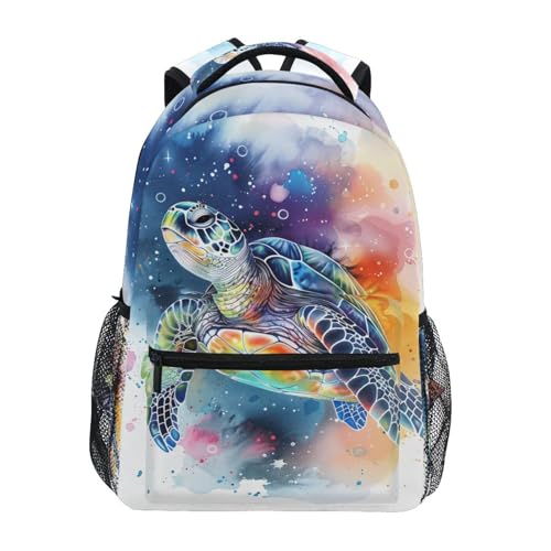 Sac à dos d'école tortue de mer colorée - Daypacks léger outdoor quotidien garçons