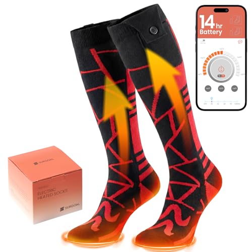 SURGOAL Electric Socks, 14-Hour Runtime & 2 * 10000mAh Rechargeable Heated Socks for Men,...