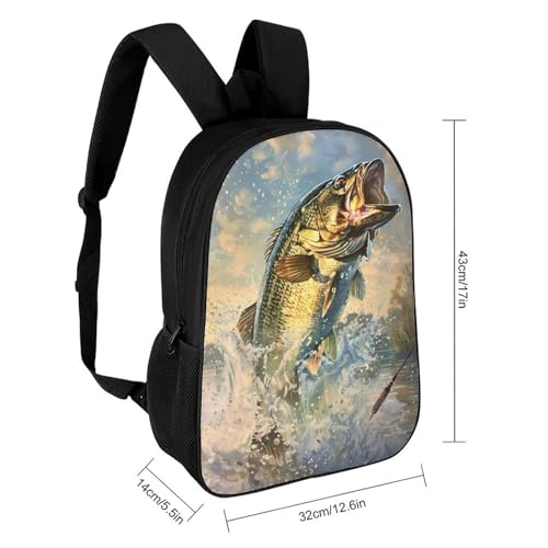 Bass Fish Classic 17 Inch Backpack Travel Daypack Casual Shoulder Bag with Adjustable Strap for Men and Women2