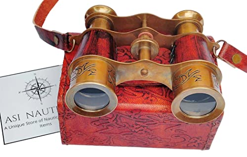 Binoculares estilo vintage 3 pulgadas con estuche de cuero miniatura 3