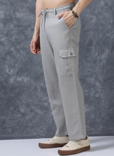 Image of Men's Multi Color Cargo Casual Trousers | Men's Regular Fit Straight Pants | Comfortable Stylish Cargo for Men | Soft Fabric for Everyday Wear, Travel & Office | Linen Cotton Bottom Wear