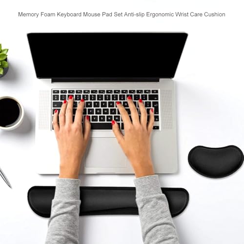 Image of Storite Soft Memory Foam Wrist Rest, Slip Resistant, Comfortable Keyboard and Mouse Pad Cushion Set, Typing Pain Relief, Support for Office Computer Desks, Laptops, Gaming, Black