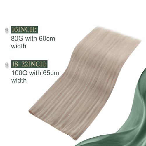 Image of Ugeat 18 Inch Butterfly Weft Hair Extensions Highlight Butterfly Weft Hair Extensions Human Hair Light Blonde Highlight Ash Blonde Butterfly Wefts Human Hair Extension Add Volume 100G