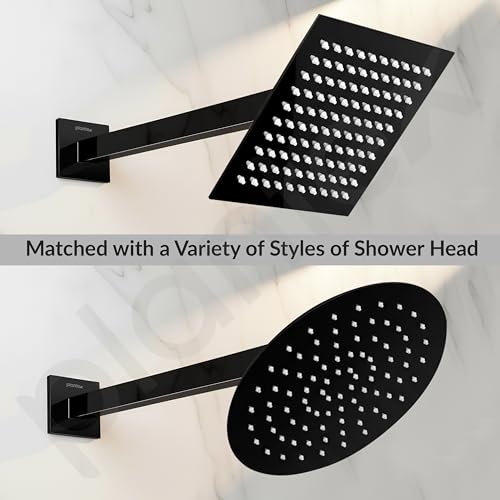 Image of Plantex 14-Inch Shower Arm for Overhead Shower /Stainless Steel Shower Pipe /Wall Mount Bathroom Fitting with -Inch Thread - Pack of 1 (Black)
