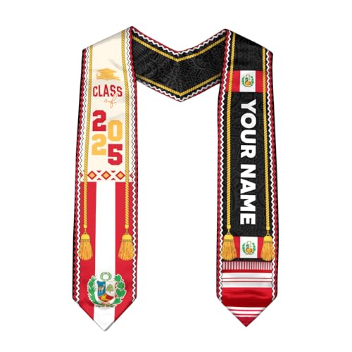 Customized Peru Graduation Stole 2025, Custom Peruvian Graduation Sash, Class of 2025 Sash, Peruvian American Flag 2