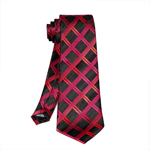 Image of 5PCS Mens Silk Tie, Pocket Square, Cufflinks, Drilled Tie Ring and Lapel Pin Set for Wedding Groom Party