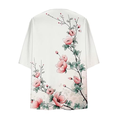 Kimono Cardigans for Women Floral Print Puff Sleeve Loose Cover up Casual Blouse Tops Lightwieght Open Front Capes4