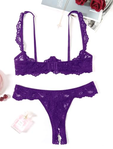 Image of Avidlove Sexy Lingerie Set for Women Lace Bra and Panty Sets Underwire Push Up Lace Lingerie Set XS-XXL