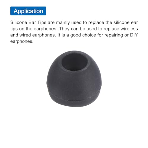 uxcell イヤホン用の交換用シリコンイヤーチップ 黒 24個入り