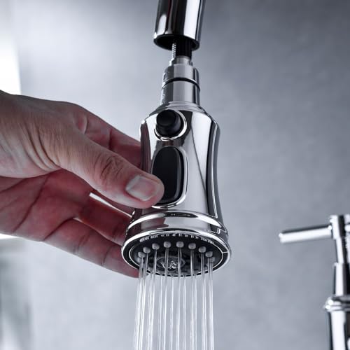 Robinet de cuisine Bridge pour évier central, douchette rétractable et double commande - 3