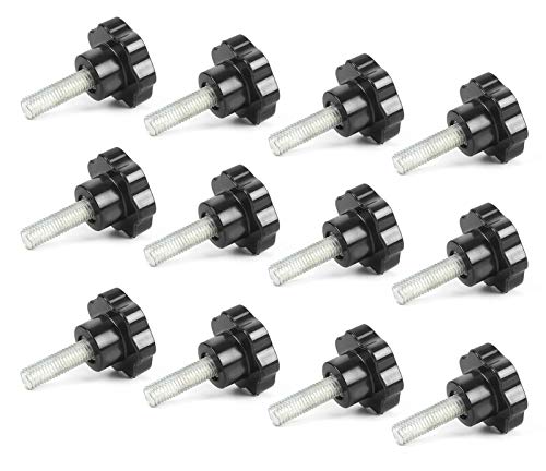 Tornillo Estrella M8 x 40MM 12Pzs Tornillo Roscado Perilla de Sujeción en Forma de Estrella Plastico Cabeza Perilla de Estrella Ajustando Tornillos para Máquina, Industria, Equipamiento, Negro