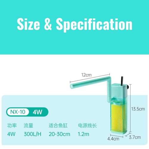 Image of Nepall 3 in 1 Ultra Silent Water Fall Type Aquarium Fish Tank Internal Bio- Sponge Filter with Aeration, Oxygenation and Rainfall for Fish Tank (NX-30 |22 Watts| 1000L /Hr | Suits Upto 3Feet Tank)