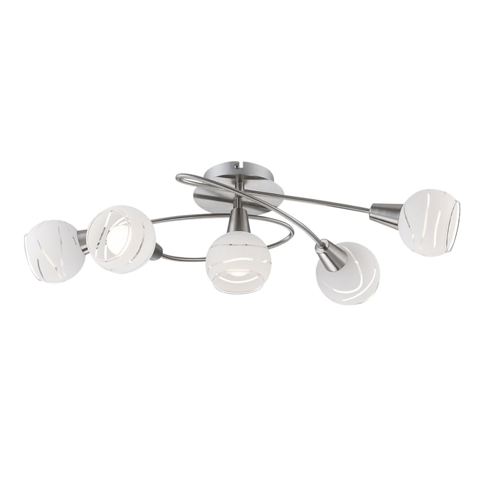 Globo LáMpara De Techo Elliott, Longitud 62 Cm, NíQuel Mate, Metal/Vidrio-image