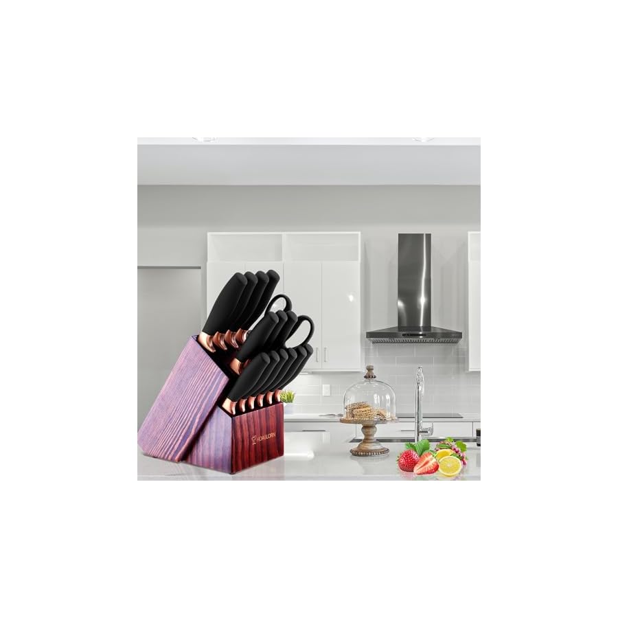 Kitchen-Knife-Set-with-Block-Professional-Stainless-15pcs-Knife-Sets-with-Built-In-SharpenerKnives-Set-with-Wooden-Block-For-Chefs-Family Kitchen Knife Set with Block, Professional Stainless 15pcs Knife Sets with Built-In Sharpener,Knives Set with Wooden Block For Chefs Family